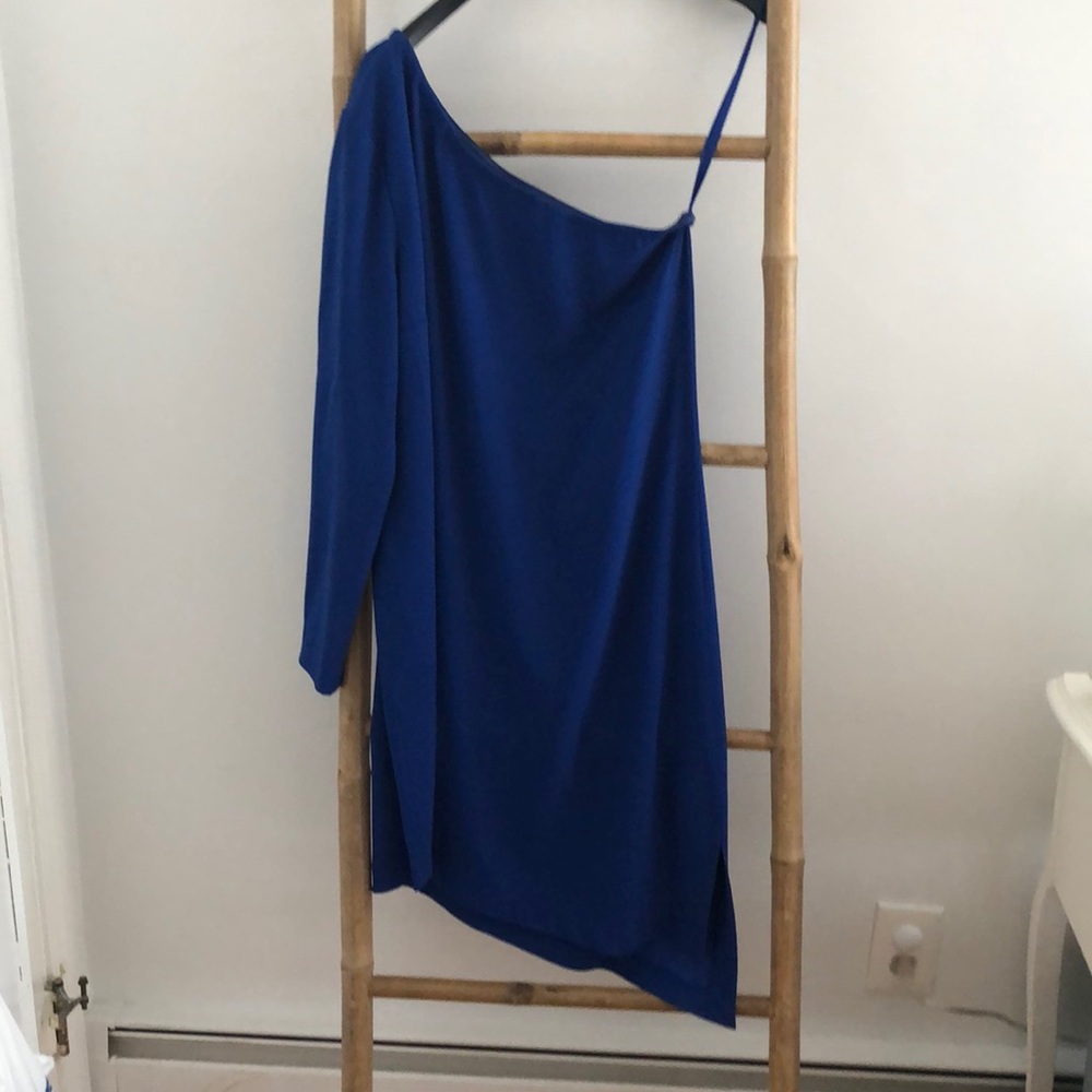 DKNY one shoulder long sleeve dress